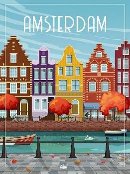 Vintage Amsterdam Travel Poster Fridge Magnet - MM Collectables