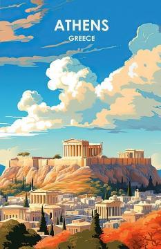 Athens Greece Vintage Travel Poster Fridge Magnet - MM Collectables