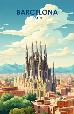 Vintage Barcelona Spain Travel Poster Fridge Magnet - MM Collectables