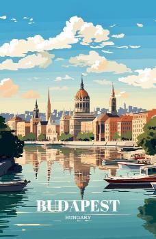 Budapest Hungary Vintage Style Travel Poster - MM Collectables