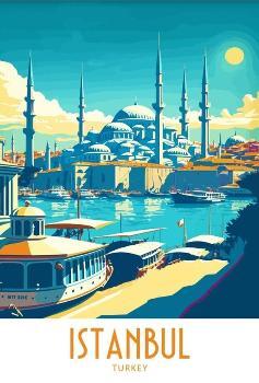 Istanbul Turkey Vintage Style Travel Poster - MM Collectables