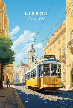 Lisbon Vintage Travel Poster Fridge Magnet - MM Collectables