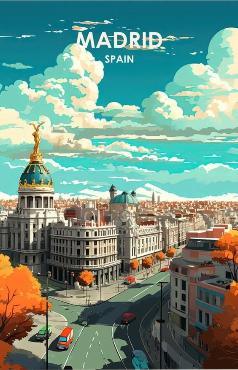 Vintage Madrid Spain Travel Poster Fridge Magnet - MM Collectables