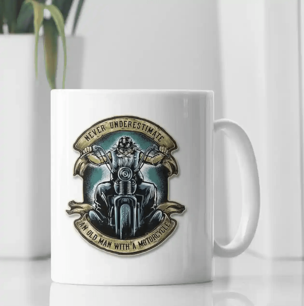 Never Underestimate an Old Biker Novelty Coffee Mug - MM Collectables