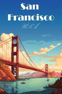 San Francisco Vintage Travel Poster Fridge Magnet - MM Collectables