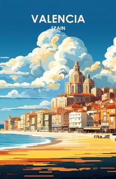 Valencia Vintage Travel Poster Fridge Magnet - MM Collectables