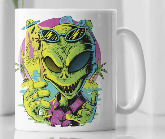 Funny Alien Summer Novelty Coffee Mug - MM Collectables