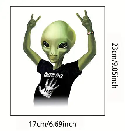 Fun Alien Hands Up Car Sticker/Decal