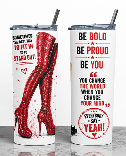 Kinky Boots 20oz Skinny Tumbler | Musical Theatre Stainless Steel Travel Cup | Double Wall Insulated Gift for Theatre Fans