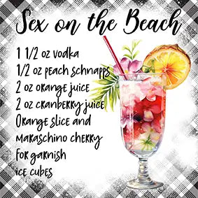 Sex On The Beach Cocktail Recipe Drinks Coaster 10cm x 10cm Bar Gift