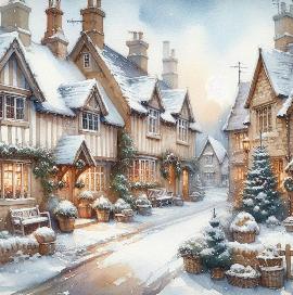 Christmas Town Scene Drinks Coaster - MM Collectables